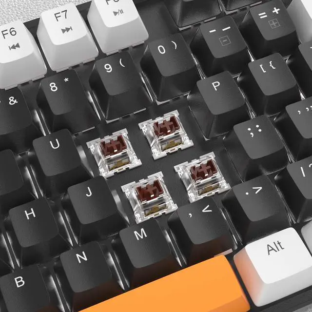 Alt view image 2 of 7 - MageGee 75% Mechanical Gaming Keyboard, Brown Switch, LED White Backlit, 87 Keys Compact TKL Wired Computer Keyboards for Windows Laptop PC Gamer - Black/White