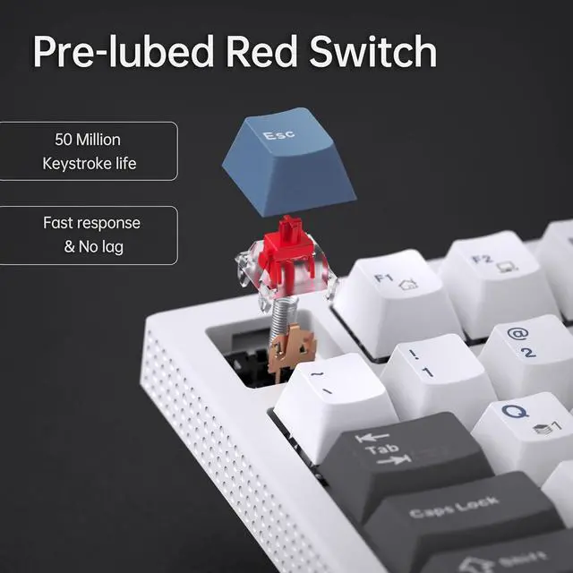 Alt view image 3 of 6 - KEMOVE K98SE Mechanical Gaming Keyboard, 98 Keys LED Backlit Programmable, 96% Wired Computer Keyboard with Double Sound Dampening Foam, Pre-lubed Red Switch