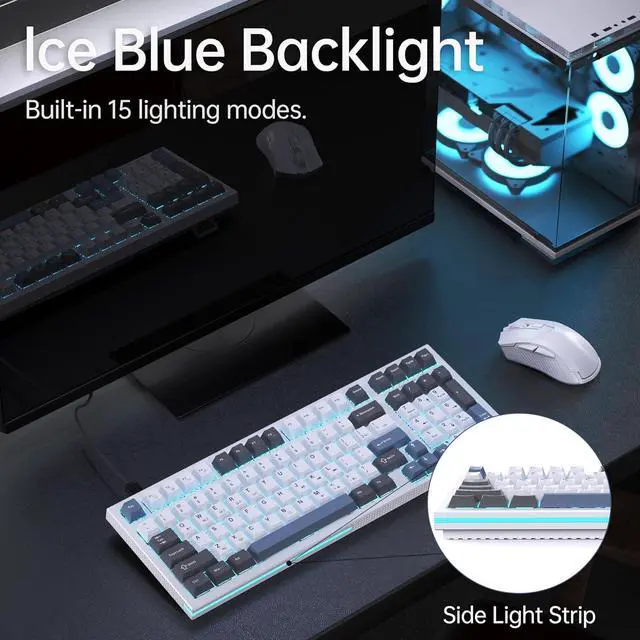 Alt view image 4 of 6 - KEMOVE K98SE Mechanical Gaming Keyboard, 98 Keys LED Backlit Programmable, 96% Wired Computer Keyboard with Double Sound Dampening Foam, Pre-lubed Red Switch