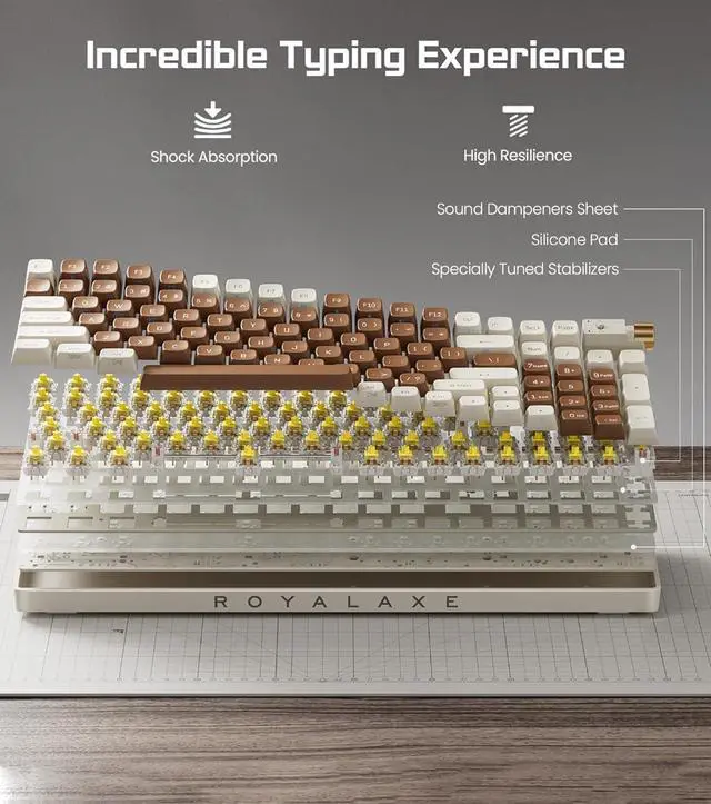Alt view image 3 of 7 - R100 96% Wireless Mechanical Keyboard with G Pro 3.0 Yellow Switches, Tri-Mode Connectivity (BT 5.0/2.4GHz/USB-C),Hot Swappable Custom Keyboard,RGB Light,Compatible with Windows & Mac