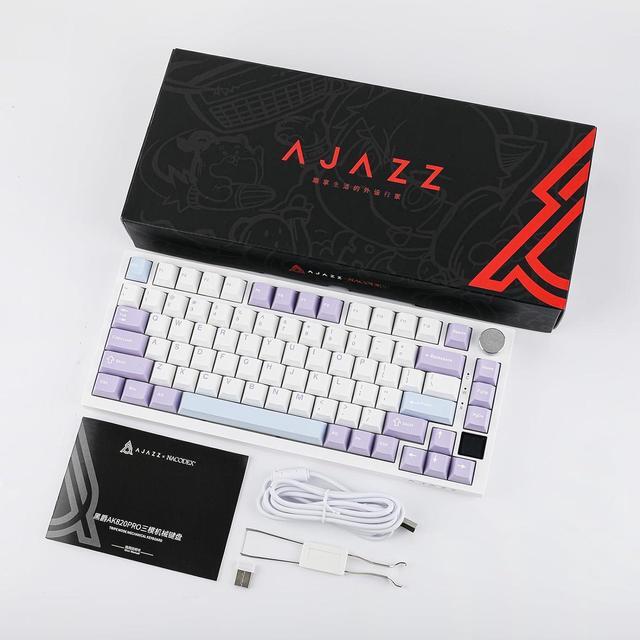Alt view image 7 of 7 - Ajazz AK820 Pro 75% Mechanical Keyboard, Gasket-Mounted Gaming Keyboard with TFT Smart Display&Knob, Bluetooth 5.1/2.4G Wireless/Type-C Wired Custom Keyboard (Purple, Gift Switch)