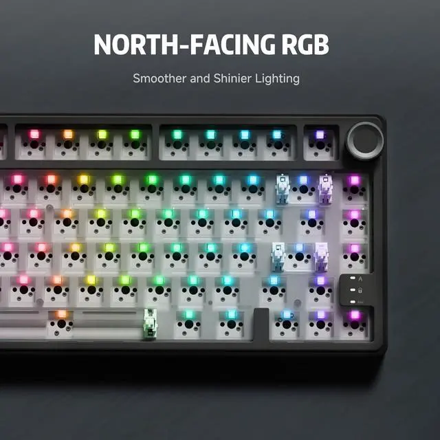 Alt view image 6 of 7 - RK ROYAL KLUDGE R75 Wired Mechanical Gaming Keyboard, 75% Hot-Swap Mechanical Keyboard Volume Knob, Soft Pre-lubed Tactile Brown Switch