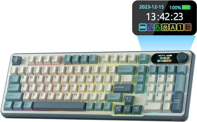 Main image of S98 Mechanical Keyboard w/Smart Display & Knob, Top Mount 96% Wireless Mechanical Keyboard BT/2.4G/USB-C, Hot Swappable, Software Support, Creamy Sounding, 98 Keys