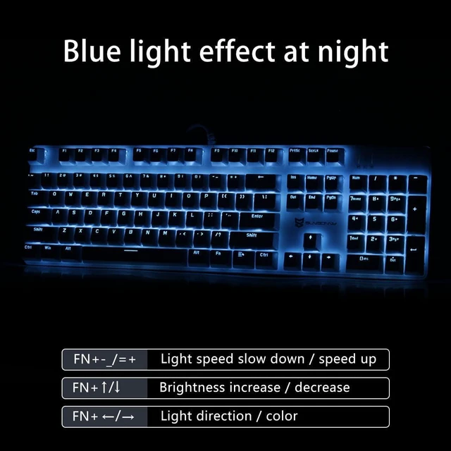 Alt view image 5 of 6 - Merdia 104 Keys US Layout Wired Mechanical PC Gaming Keyboard | White LED Backlit Hot Swappable Brown Switch Full Size Mechanical Keyboard | Blue & White Keycaps Wired Gaming Computer Keyboards