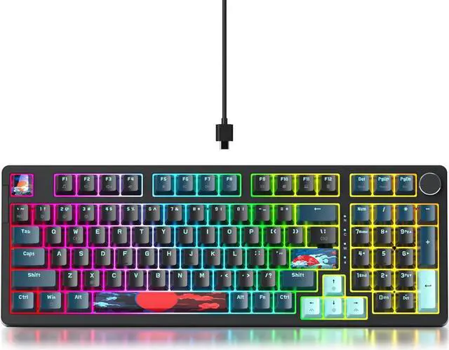Main image of Guffercty kred 96% Wired Gaming Keyboard Gasket Mount, Hot-swappable RGB Mechanical Keyboard with Knob Control & Number Pad for Mac/Win (98 Monster-B)