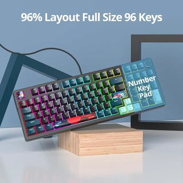 Alt view image 6 of 6 - Guffercty kred 96% Wired Gaming Keyboard Gasket Mount, Hot-swappable RGB Mechanical Keyboard with Knob Control & Number Pad for Mac/Win (98 Monster-B)