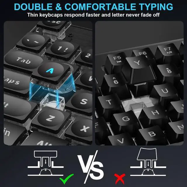 Alt view image 7 of 7 - Wireless Gaming Keyboard and Mouse Combo, Upgrade Battery Percentage Display, Rechargeable Slim Gaming Keyboard Mouse Set, Light Up Full-Size Keyboard Silent Mouse Set for Computer Laptop