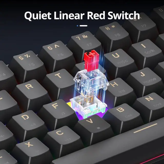 Alt view image 2 of 6 - surmen 60% Gaming Keyboard 60 Percent, Wired Mini Mechanical Keyboard with Linear Red Switches PBT Keycaps for PC Gamer Typist (Blue Samurai B/Rainbow Led)