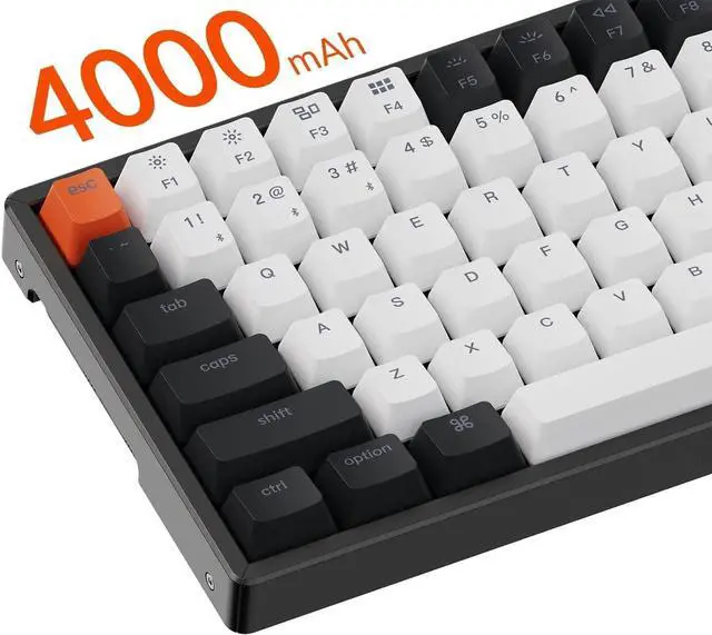 Alt view image 5 of 7 - Keychron K2 Wireless Bluetooth/USB Wired Gaming Mechanical Keyboard, Hot-swappable 75% Layout 84 Keys RGB LED Backlight, Aluminum Frame for Mac Windows, Gateron G Pro Brown Switch, Version 2