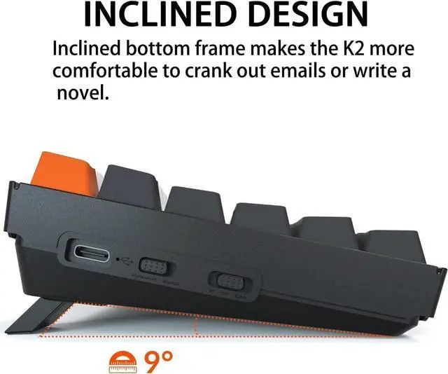 Alt view image 6 of 7 - Keychron K2 Wireless Bluetooth/USB Wired Gaming Mechanical Keyboard, Hot-swappable 75% Layout 84 Keys RGB LED Backlight, Aluminum Frame for Mac Windows, Gateron G Pro Brown Switch, Version 2