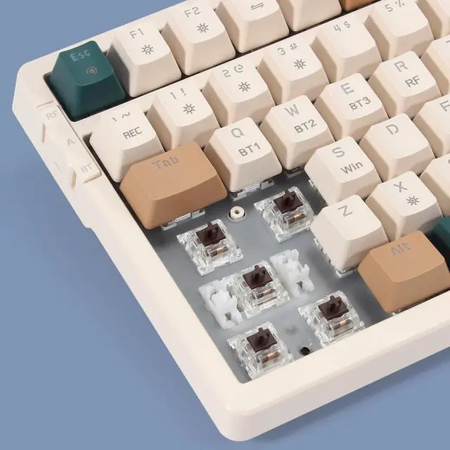 Alt view image 5 of 7 - Wireless Mechanical Keyboard, Triple Mode 2.4G/USB-C/BT Gaming Keyboards 100 Keys RGB Backlit, Brown Switch Rechargeable | Brown Combo