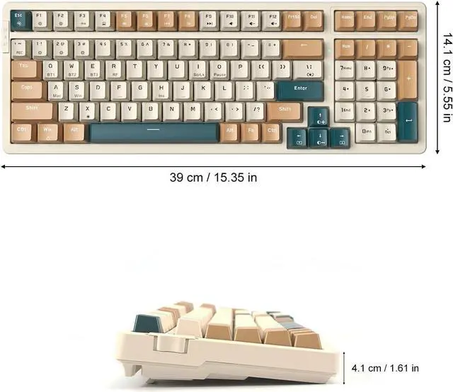 Alt view image 7 of 7 - Wireless Mechanical Keyboard, Triple Mode 2.4G/USB-C/BT Gaming Keyboards 100 Keys RGB Backlit, Brown Switch Rechargeable | Brown Combo