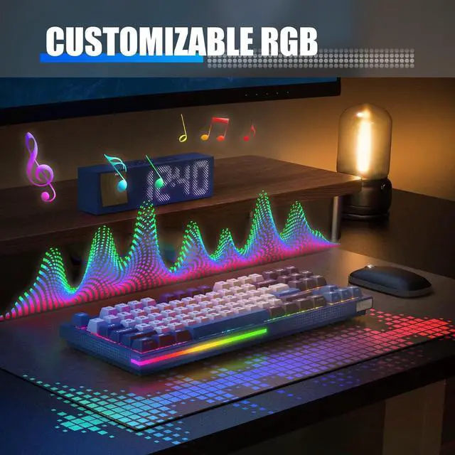 Alt view image 5 of 7 - KEMOVE K87 Wireless TKL Mechanical Gaming Keyboard, Hot-swappable, RGB Backlit, Programmable, Bluetooth/2.4GHz/USB-C, 80% 87 Keys Compact Keyboard with Fast Silver Switch for Windows/Mac/Linux