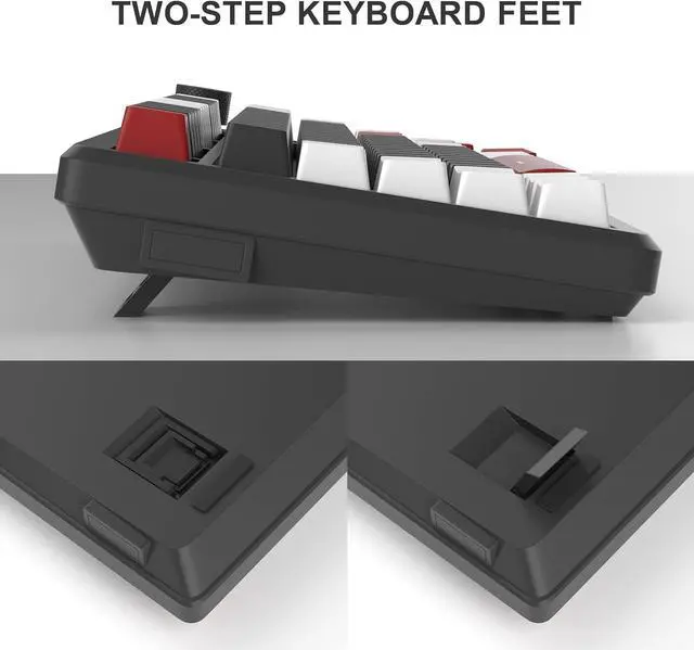 Alt view image 5 of 7 - 75% Mechanical Gaming Keyboard, Compact Blue Backlit Wired Gaming Keyboard with Yellow Switches, EVA Foam, Knob Control, MageGee STAR75 Portable NKRO PC Gaming Keyboard - White & Black