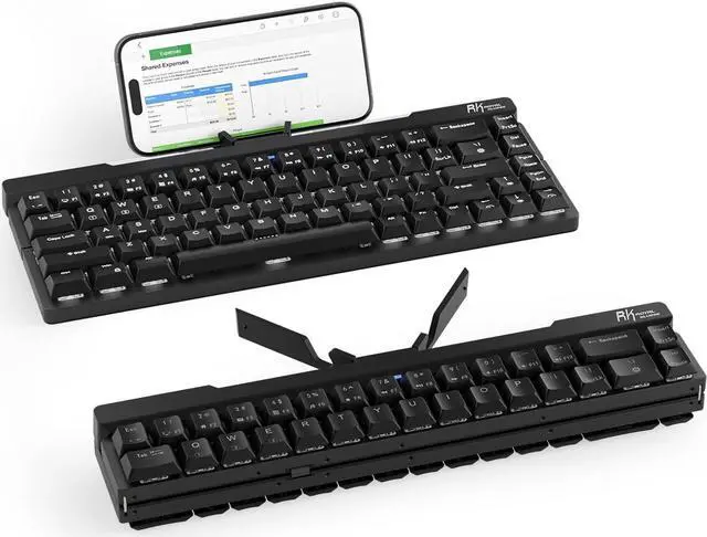 Main image of RK ROYAL KLUDGE F68 60% Foldable Low Profile Mechanical Keyboard, Wireless Mechanical Keyboard with Aluminum Body, Built-in Stand Holder, White Backlit, 68 Keys, Tactile Brown Switch
