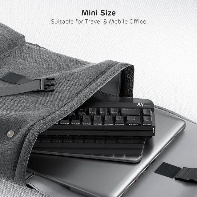 Alt view image 4 of 7 - RK ROYAL KLUDGE F68 60% Foldable Low Profile Mechanical Keyboard, Wireless Mechanical Keyboard with Aluminum Body, Built-in Stand Holder, White Backlit, 68 Keys, Tactile Brown Switch