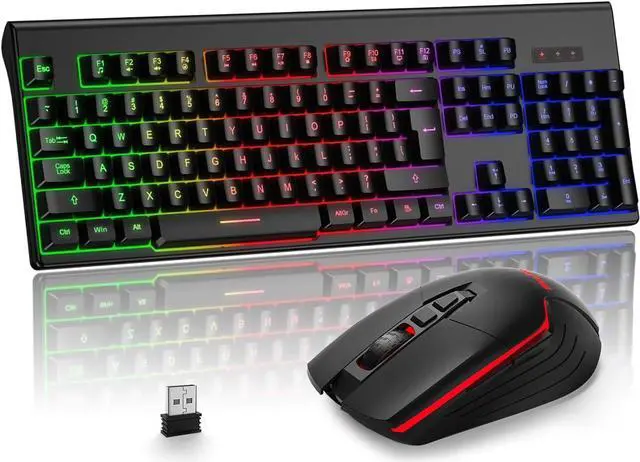 Main image of Wireless Gaming Keyboard and Mouse Combo- BlueFinger RGB Backlit Rechargeable 3200mAh Battery Keyboard, Ergonomic Gaming Mouse for Xbox PS4 PS5 PC Laptop