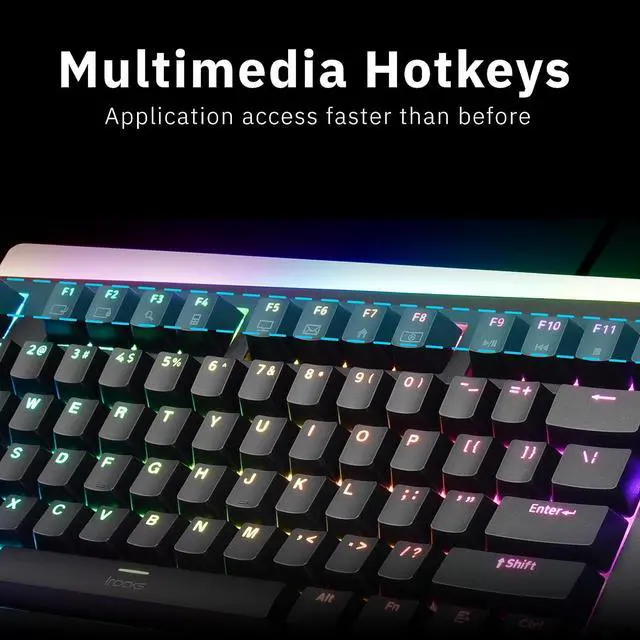 Alt view image 5 of 7 - iRocks K71R Wireless RGB Mechanical Gaming Keyboard, Switches Brown,PBT 107 Keys NKRO,RGB Backlit,Pro Keyboard for Gaming and Work,Dual Interface Wireless & Wired, Windows Laptop PC Mac,Black