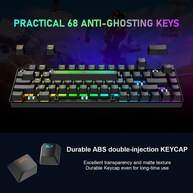 Alt view image 3 of 7 - 60% Gaming Keyboard and Mouse Combo,Magic-Refiner Wired Mechanical Keyboard with Chroma RGB Backlit,Full NKRO+Ergonomic Honeycomb Rainbow Led Gaming Mice for PC/Win/Mac (Black/Blue Switch)