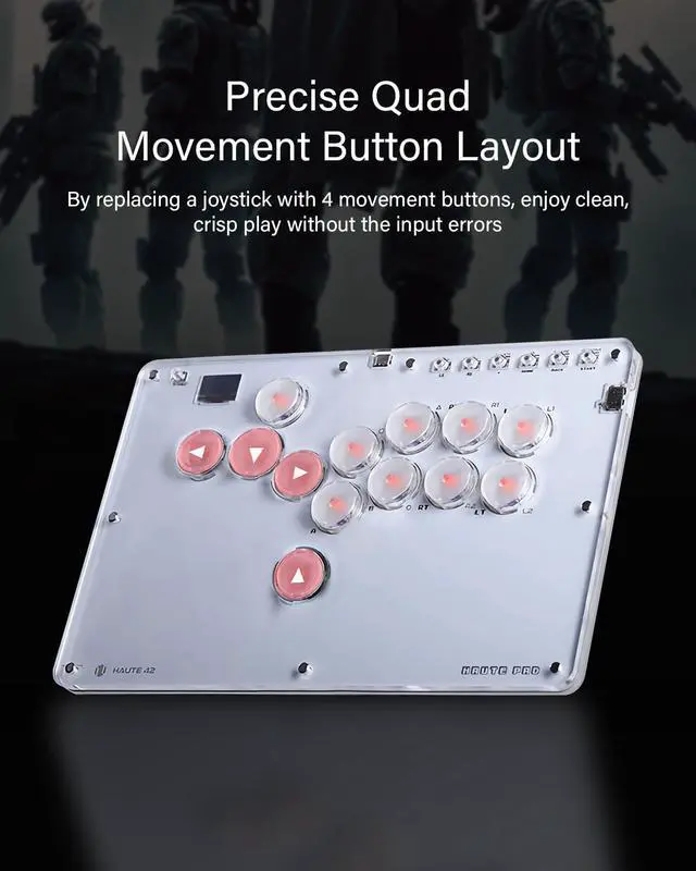 Alt view image 4 of 7 - Haute42 Arcade Stick T13, All-Button Arcade Controller for Switch/PC/PS4/PS3 /Steam Deck, Slim Arcade Fight Stick Game Keyboard with Turbo & Custom RGB, Supports Hot-Swap & SOCD