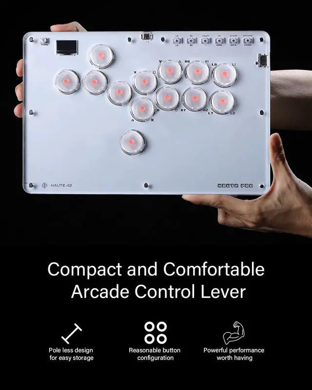 Alt view image 6 of 7 - Haute42 Arcade Stick T13, All-Button Arcade Controller for Switch/PC/PS4/PS3 /Steam Deck, Slim Arcade Fight Stick Game Keyboard with Turbo & Custom RGB, Supports Hot-Swap & SOCD