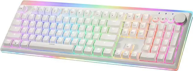 Main image of iRocks K71R Wireless RGB Mechanical Gaming Keyboard,Brown Switches,PBT 107 Keys NKRO,RGB Backlit, Pro Keyboard for Gaming and Work,Dual Interface Wireless & Wired, Windows Laptop PC Mac,White