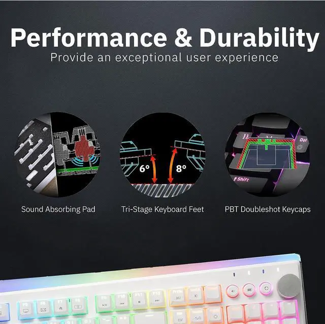 Alt view image 7 of 7 - iRocks K71R Wireless RGB Mechanical Gaming Keyboard,Brown Switches,PBT 107 Keys NKRO,RGB Backlit, Pro Keyboard for Gaming and Work,Dual Interface Wireless & Wired, Windows Laptop PC Mac,White