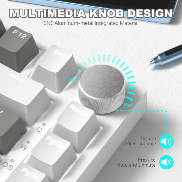 Alt view image 3 of 7 - ATTACK SHARK X Ajazz AK820 Hot Swappable Mechanical Keyboard 75% Percent,TLK Custom Wired Keyboard Gaming with Rotary Knob,Poron Foam,Silicon Pad,Led Backlit,NKRO for Win/Mac,Gasket,Hp Yellow Switch
