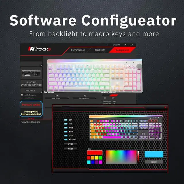 Alt view image 4 of 7 - iRocks K71R Wireless RGB Mechanical Gaming Keyboard,Brown Switches,PBT 107 Keys NKRO,RGB Backlit, Pro Keyboard for Gaming and Work,Dual Interface Wireless & Wired, Windows Laptop PC Mac,White