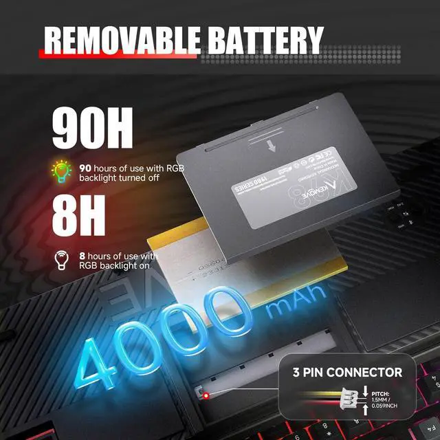Alt view image 4 of 6 - KEMOVE K98 Wireless Gaming Mechanical Keyboard with BT5.0/2.4G/Type-C,RGB Backlight,98 Keys Hot-Swappable,4000mAh Massive Battery,Software Support,Diamond Silence Red Switch
