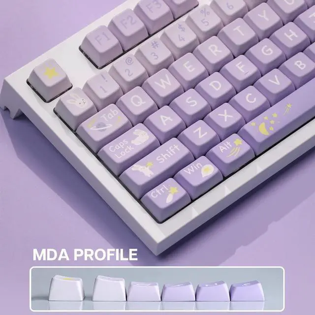 Alt view image 5 of 7 - EPOMAKER Moonlit Bunny 138 Keycaps Set, Five-Side Dye Sublimation MDA Profile Gradient Keys for Mechanical Gaming Keyboard