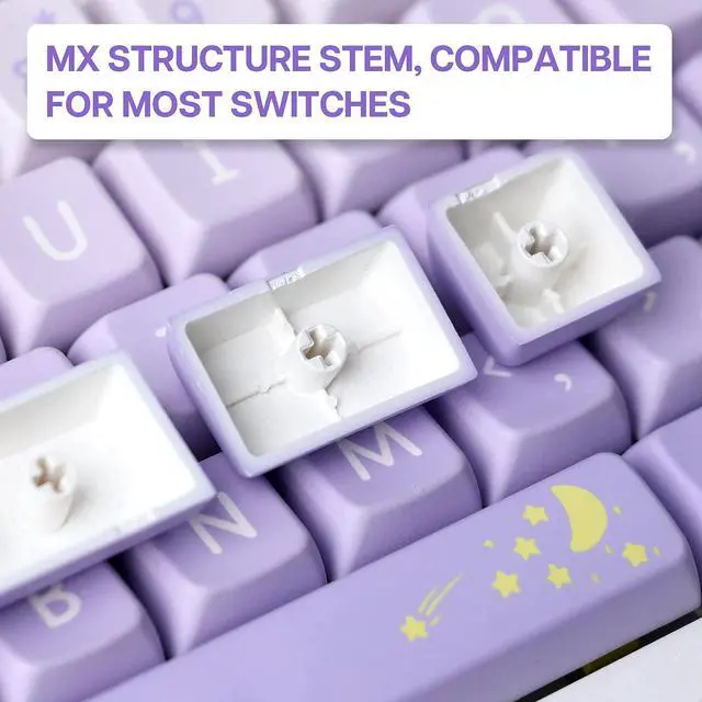Alt view image 6 of 7 - EPOMAKER Moonlit Bunny 138 Keycaps Set, Five-Side Dye Sublimation MDA Profile Gradient Keys for Mechanical Gaming Keyboard