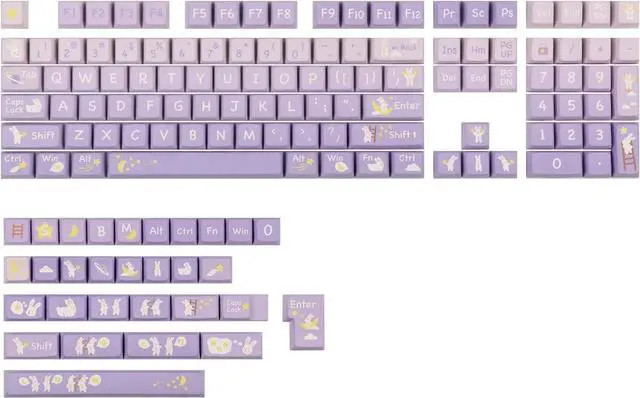 Alt view image 7 of 7 - EPOMAKER Moonlit Bunny 138 Keycaps Set, Five-Side Dye Sublimation MDA Profile Gradient Keys for Mechanical Gaming Keyboard