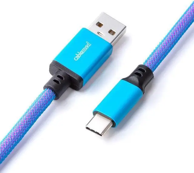 Alt view image 3 of 5 - CableMod Pro Coiled Keyboard Cable (Galaxy Blue, USB A to USB Type C, 150cm)