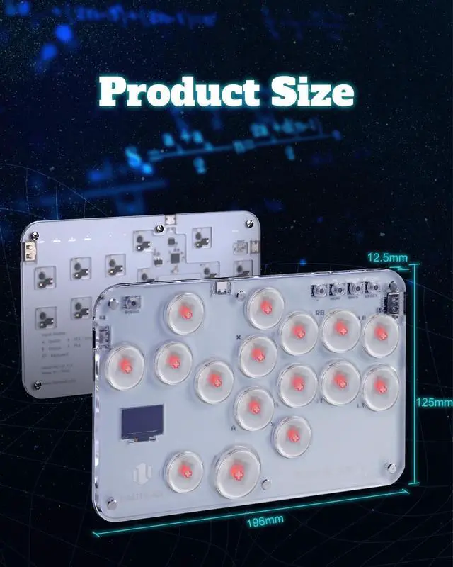 Alt view image 7 of 7 - Borcham S16 All-Button Arcade Stick, with DIY RGB & Turbo Functions, 1ms Input Latency, Compatible with PC/Ps3/Ps4/Switch/Steam Game, Support Hot Swap & SOCD