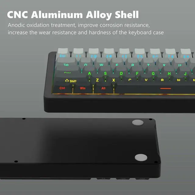 Alt view image 2 of 6 - Womier SK71 75% Gaming Keyboard, Aluminum Alloy Shell Wireless Mechanical Creamy Keyboard Bluetooth/2.4G/Wired Hot Swappable Key Board Pre-lubed Switches, Gasket Mounted RGB for Mac/Win (Black)