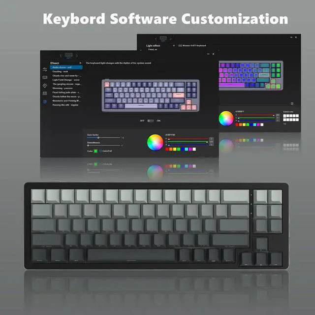 Alt view image 6 of 6 - Womier SK71 75% Gaming Keyboard, Aluminum Alloy Shell Wireless Mechanical Creamy Keyboard Bluetooth/2.4G/Wired Hot Swappable Key Board Pre-lubed Switches, Gasket Mounted RGB for Mac/Win (Black)