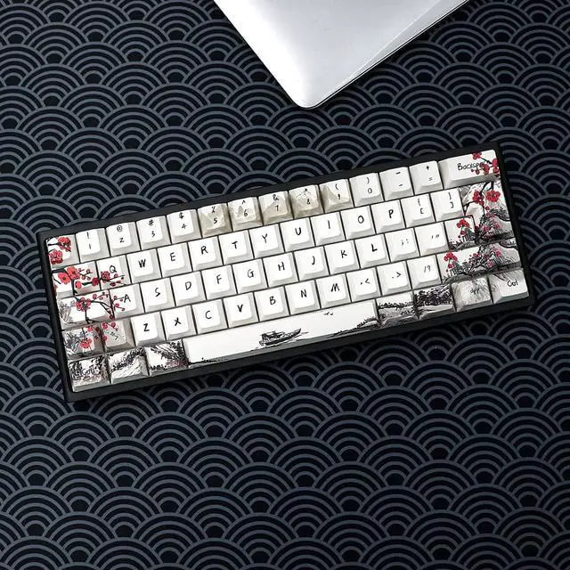 Alt view image 4 of 7 - JSJT Custom Keycap Set Keycaps 60 Percent,Plum Blossom Key caps PBT Dye-Sublimation Cherry Profile Keycap 80 Keys for 61/64/67/68 Cherry MX Switches Mechanical Keyboards