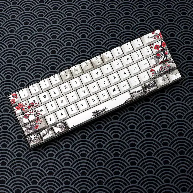 Alt view image 7 of 7 - JSJT Custom Keycap Set Keycaps 60 Percent,Plum Blossom Key caps PBT Dye-Sublimation Cherry Profile Keycap 80 Keys for 61/64/67/68 Cherry MX Switches Mechanical Keyboards