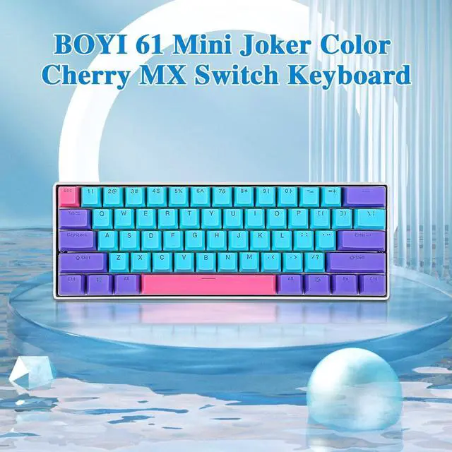 Alt view image 2 of 7 - BOYI 60% Wired Mechanical Gaming Keyboard,61 Mini RGB Cherry MX Switch PBT Keycaps NKRO Programmable Type-C Hot Swappable Gaming Keyboard for Windows&Mac (Joker Color,Cherry MX Blue Switch)