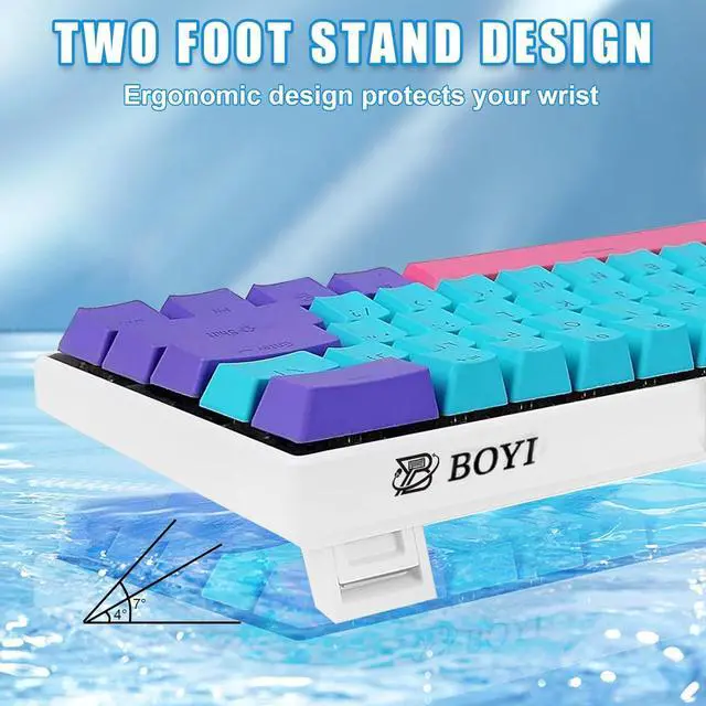 Alt view image 3 of 7 - BOYI 60% Wired Mechanical Gaming Keyboard,61 Mini RGB Cherry MX Switch PBT Keycaps NKRO Programmable Type-C Hot Swappable Gaming Keyboard for Windows&Mac (Joker Color,Cherry MX Blue Switch)