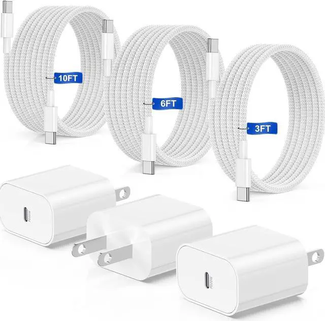 Main image of iPhone 15 Fast Charger,20W USB C Wall Charger Block & [3+6+10ft]USB-C to USBC Cable Cord Fast Charging for iPhone15/15 Plus/15 Pro/15 Pro Max/iPad Pro/Mini/Air/Air4/AirPods and More