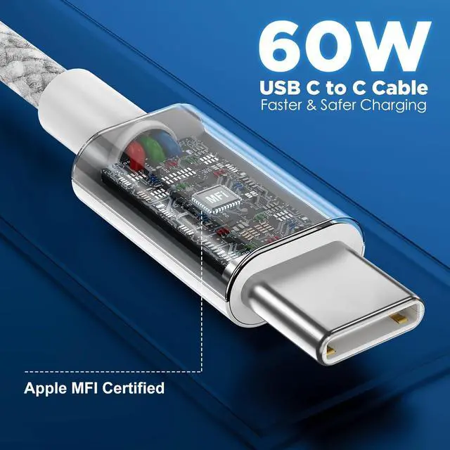 Alt view image 2 of 7 - iPhone 15 Fast Charger,20W USB C Wall Charger Block & [3+6+10ft]USB-C to USBC Cable Cord Fast Charging for iPhone15/15 Plus/15 Pro/15 Pro Max/iPad Pro/Mini/Air/Air4/AirPods and More