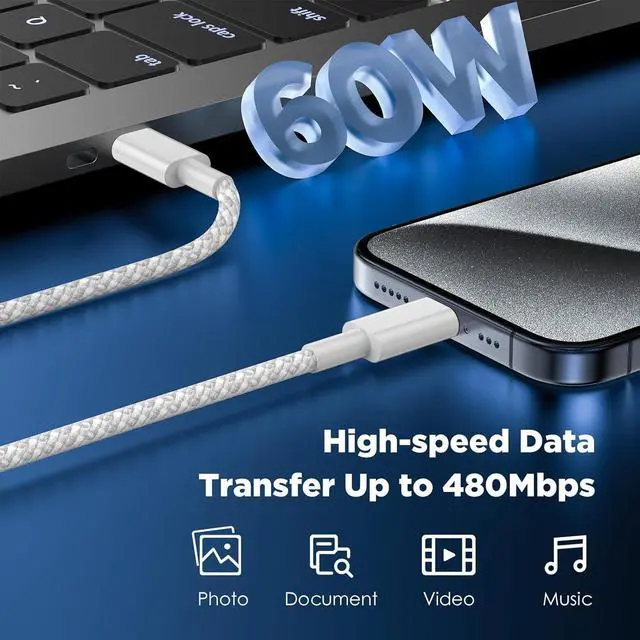 Alt view image 7 of 7 - iPhone 15 Fast Charger,20W USB C Wall Charger Block & [3+6+10ft]USB-C to USBC Cable Cord Fast Charging for iPhone15/15 Plus/15 Pro/15 Pro Max/iPad Pro/Mini/Air/Air4/AirPods and More