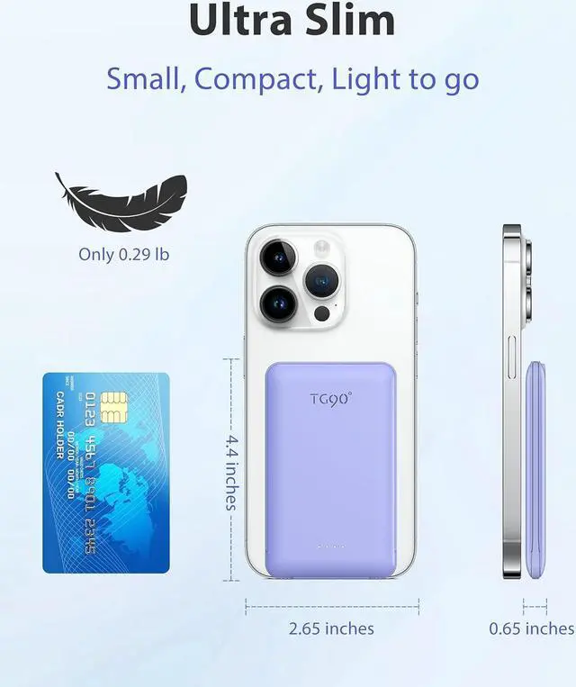 Alt view image 6 of 7 - TG90° Portable Phone Charger Ultra Mini Power Bank with Built-in Foldable AC Wall Plug and Cables,5000mAh External Battery Pack Compatible with iPhone and Android Smart Devices