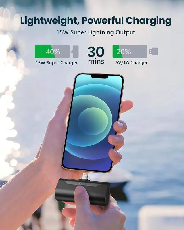Alt view image 4 of 7 - Small Portable Charger for iPhone 4800mAh Power Bank Ultra-Compact 15W Mini Battery Pack Battery Bank Charger Compatible with iPhone 14 Pro/13/12/11/8/iPad Air/Mini/Pro/AirPods Pro I/II(Black)