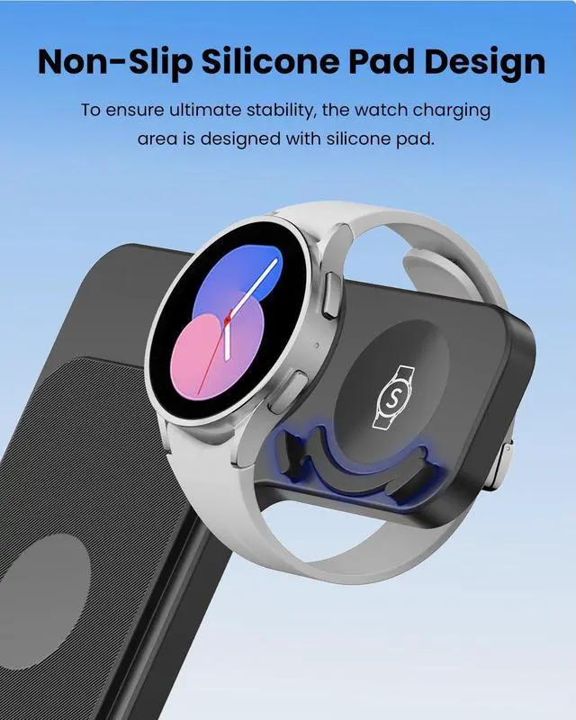 Alt view image 3 of 7 - 3 in 1 Wireless Charger Stand for Samsung, CIYOYO Fast Phone Charging Station for Galaxy Watch5 Pro/4/3/Active2/1, S24 Ultra/S24 Plus/S23/S22/S21/S20/Note 20, Z Fold/Flip Series, Android, Buds2 Pro