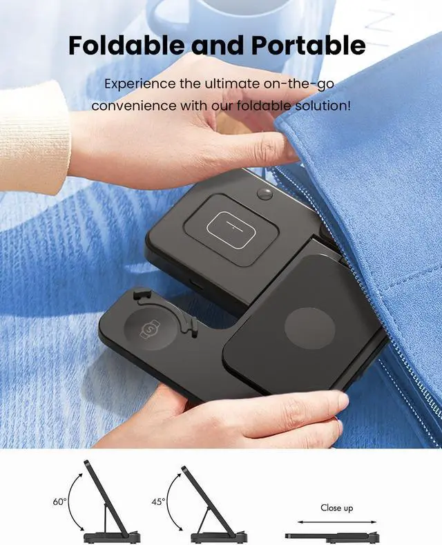 Alt view image 5 of 7 - 3 in 1 Wireless Charger Stand for Samsung, CIYOYO Fast Phone Charging Station for Galaxy Watch5 Pro/4/3/Active2/1, S24 Ultra/S24 Plus/S23/S22/S21/S20/Note 20, Z Fold/Flip Series, Android, Buds2 Pro