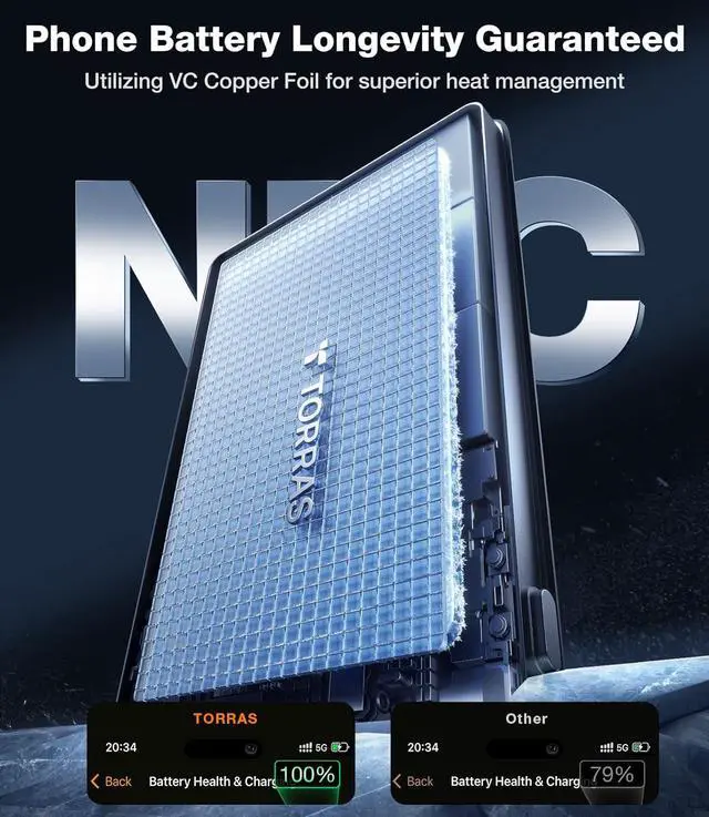 Alt view image 7 of 7 - MiniMag Power Bank Ultra Slim 5 000mAh Wireless Portable Charger with USB-C Cable Fast Charging Magnetic Battery Pack Magsafe-Compatible Charger for iPhone 16/15/14/13/12 Glacier Gray