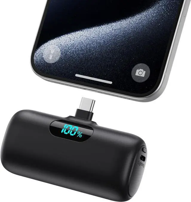 Main image of Mini Portable Charger USB C Power Bank,Upgraded 5000mAh PD Fast Charging Battery Pack Built-in USB-C Connector,LCD Display,Compatible with iPhone16,16 Plus,16Pro/Max/15,iPad Pro/Air,Android Phone etc